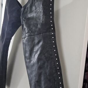 Ladies Black Studded Leather Chaps